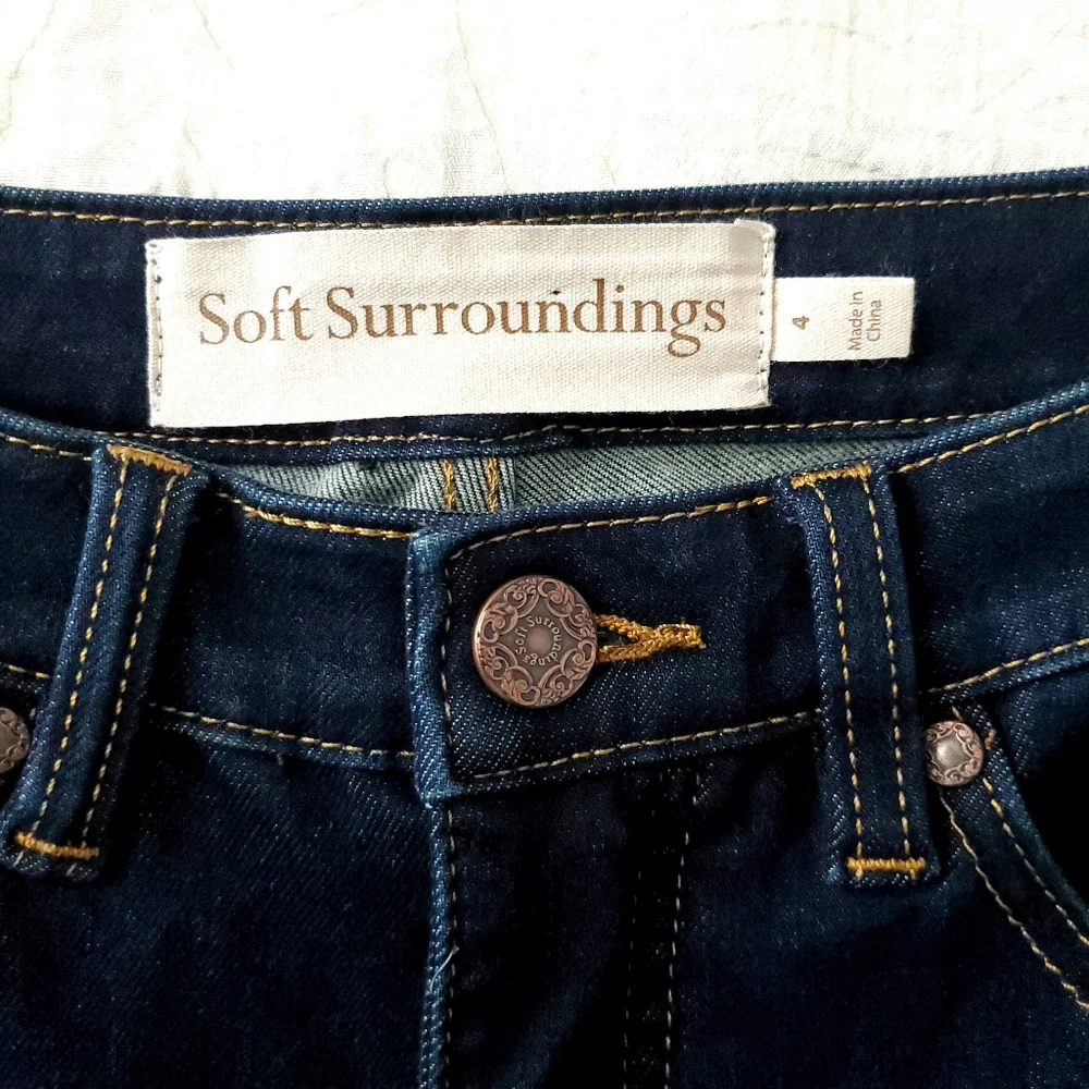 Soft Surroundings High Rise Dark Wash Skinny Jeans, Size 4